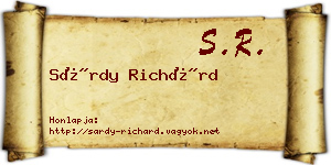 Sárdy Richárd névjegykártya