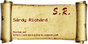 Sárdy Richárd névjegykártya